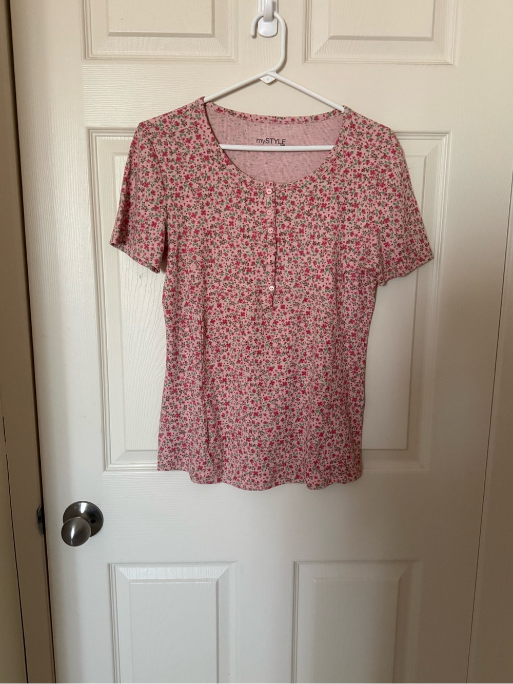 Pink Floral Short-Sleeve Top NWOT